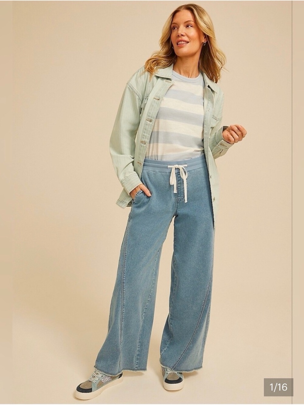 Aerie Daydream Denim Stretch Trouser Wide Leg Jeans